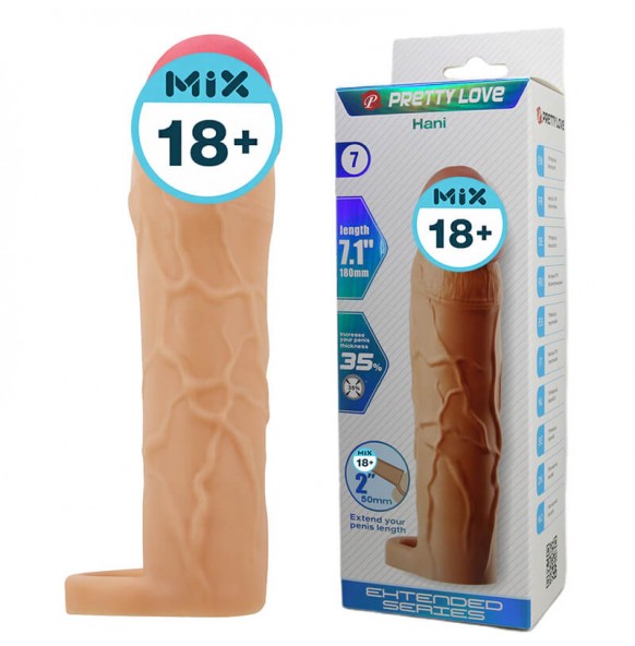 PRETTY LOVE - Hani Extended Penis Sleeve (L:18cm - D:3.9cm) PRETTY LOVE - Hani Extended Penis Sleeve (L:18cm - D:3.9cm)